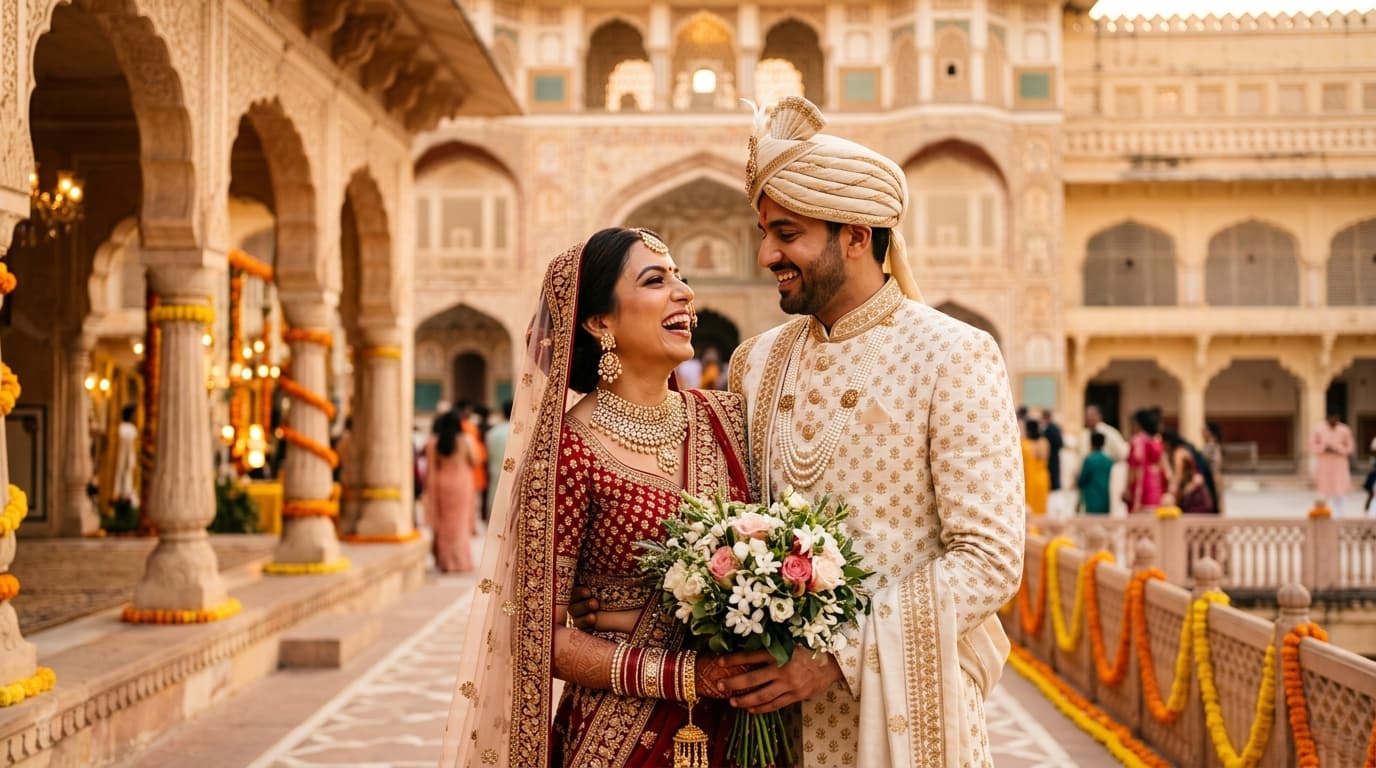Vivah Matchmaking - Radiant Indian Wedding Couple